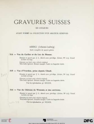 Gravures suisses (Nr. 314-351) mit Planche XLII-XLVIII