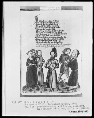 Schachzabelbuch des Konrad von Ammenhausen — Sokrates in Gedanken verfallen, Folio 95verso