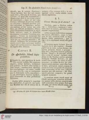 Caput II. De aspectabilis mundi hujus productione