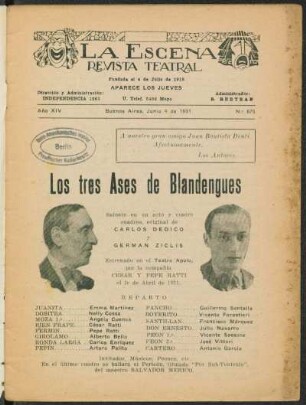 Los tres ases de blandengues : sainete en un acto y cuatro cuadros
