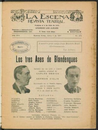 Los tres ases de blandengues : sainete en un acto y cuatro cuadros
