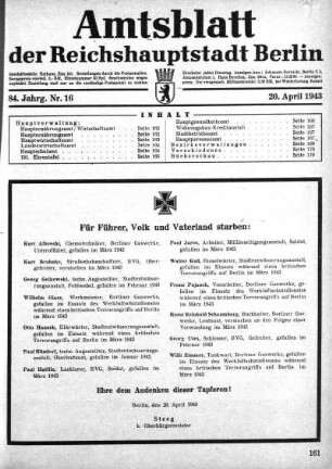 1943,16: Nr. 16, 20. April 1943