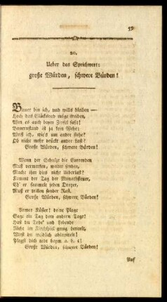 20. Ueber das Sprichwort: große Würden, schwere Bürden!