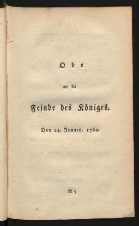 Ode an die Feinde des Königes.