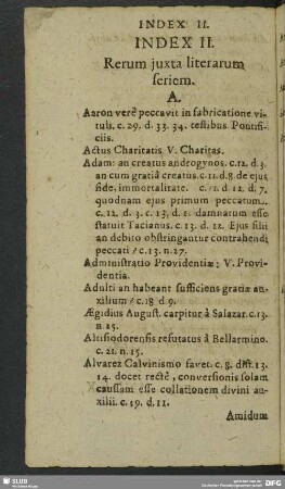 Index II. Rerum juxta literarum seriem