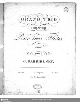 Grand Trio concertant Pour trois Flûtes : Oeuv. 34