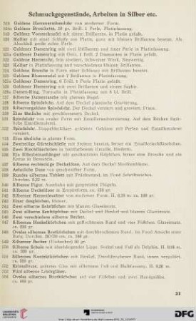 Schmuckgegenstände, Arbeiten in Silber etc. (Nr. 518-569)