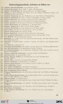 Schmuckgegenstände, Arbeiten in Silber etc. (Nr. 518-569)