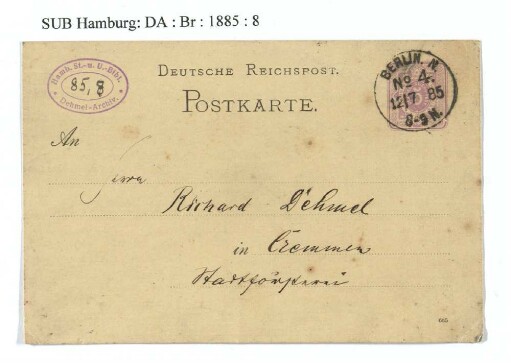 Brief an Richard Dehmel