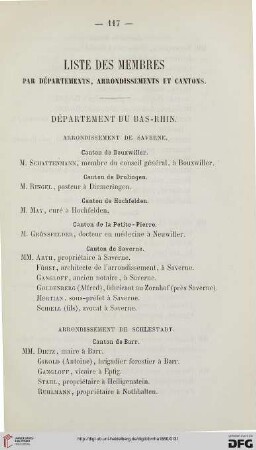 Liste des membres par départements, arrondissements et cantons