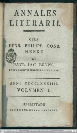 1784,1: Annales literarii Helmstadienses