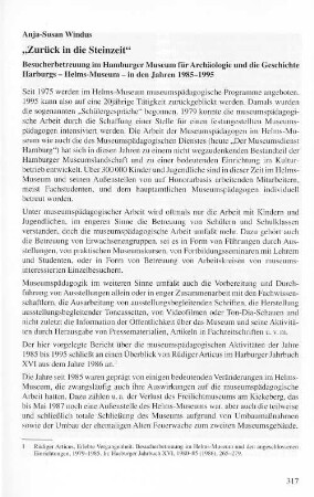"Zurück in die Steinzeit" : Besucherbetreuung im Hamburger Museum für Archäologie und die Geschichte Harburgs - Helms-Museum - in den Jahren 1985-1995