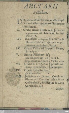 Auctarii Syllabus