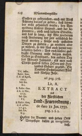 618-629, ad pag. 378. Lit. A. [de Anno 1752] ; ad pag. 378. Lit. B. [de Anno 1752]; ad pag. 391. Lit. C. [de Anno 1603]; ad pag. 391. Lit. D. [de Anno 1644]; ad pag. 392. Lit. E. [de anno 1735]; ad pag. 392. Lit. F. [de Anno 1716]; ad pag. 392. Lit. G. [de Anno 1752]