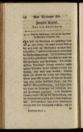 Zweytes Kapitel. Von den Ahndungen.