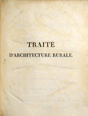 Traité d'Architecture rurale