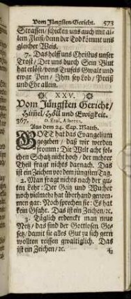 XXV. Vom Jüngsten Gericht/ Himel/ Höll und Ewigkeit.