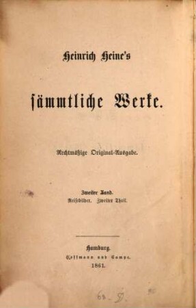 Heinrich Heine's sämmtliche Werke : rechtmäßige Original-Ausgabe, 2. Reisebilder ; 2