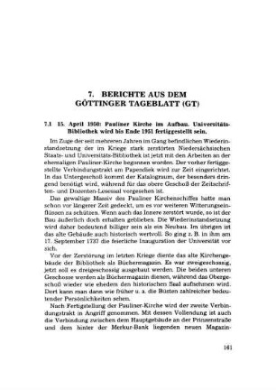 7. BERICHTE AUS DEM GÖTTINGER TAGEBLATT (GT).