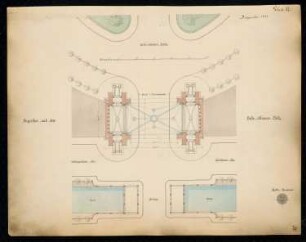 Siegestor auf dem Belle-Alliance-Platz (Hallesches Tor), Berlin-Kreuzberg Monatskonkurrenz Dezember 1871: Lageplan; Maßstabsleiste