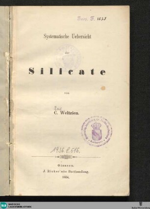 Systematische Übersicht der Silicate
