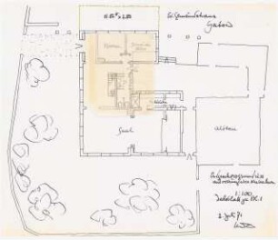 Evangelisches Gemeindehaus, Berlin-Gatow Erweiterung: (Lichtpause von Inv.Nr. 38641): EG 1:100