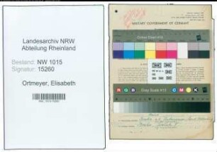 Entnazifizierung Elisabeth Ortmeyer , geb. 16.01.1897 (Lehrerin)