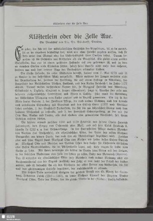 Klösterlein ider die Zelle Aue