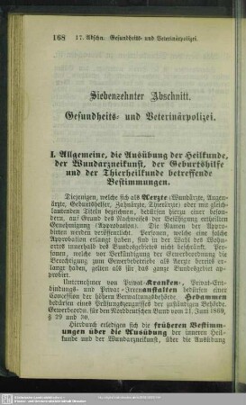 Siebenzehnter Abschnitt. Gesundheits- und Veterinärpolizei