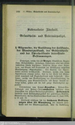 Siebenzehnter Abschnitt. Gesundheits- und Veterinärpolizei