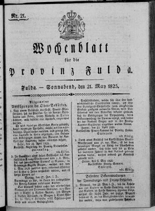 Nr. 21, Ausgabe vom 21. Mai 1825