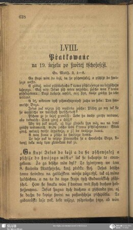 LVIII. Pṙatkowaṅe na 19. ṅeżelu po ßwėtej tschojoscżi