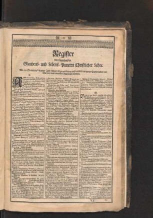 Register der fürnehmsten Glaubens- und Lebens-Puncten Christlicher Lehre.