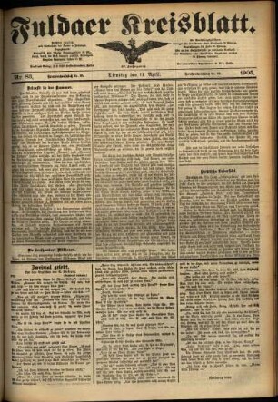 Ausgabe vom Dienstag, den 11. April 1905.