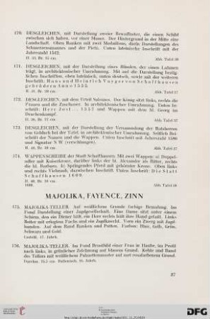 Majolka, Fayence, Zinn (Nr. 175-204)