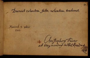 Fürer von Haimendorf, Christoph. Nürnberg, 03.12.1701.
