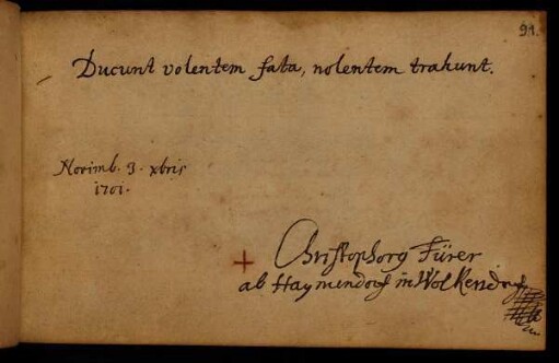 Fürer von Haimendorf, Christoph. Nürnberg, 03.12.1701.