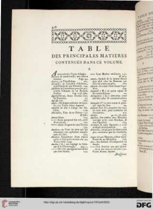Table des principales matières contenues dans ce volume