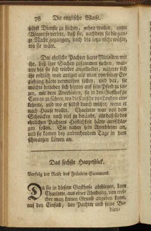 Das sechste Hauptstück. Verfolg der Reise des Fräulein Summers.