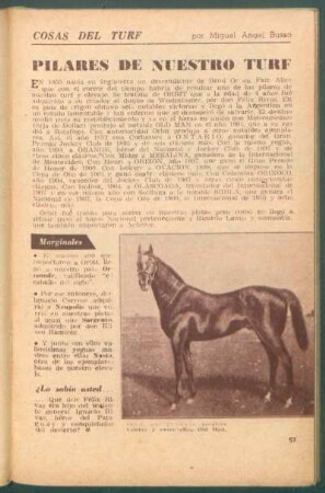 Pilares de nuestro turf : Cosas del turf