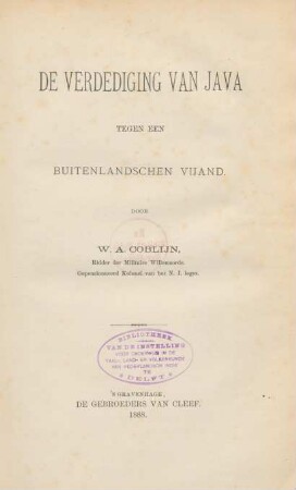 De verdediging van Java tegen een buitenlandschen vijand