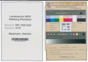 Entnazifizierung Heinrich Beckmann , geb. 05.07.1906 (Baecker)