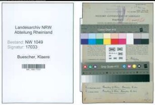 Entnazifizierung Klaere Buescher , geb. 01.02.1907 (Lehrerin)