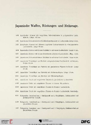 Japanische Waffen, Rüstungen und Reitzeuge (Nr. 1491-1512)