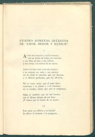 Cuatro sonetos inéditos de "Amor, dolor y muerte"