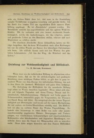 Erziehung zur Wohlanständigkeit und Höflichkeit