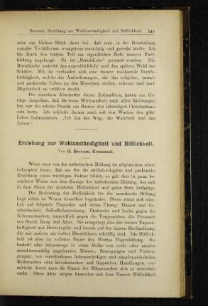 Erziehung zur Wohlanständigkeit und Höflichkeit
