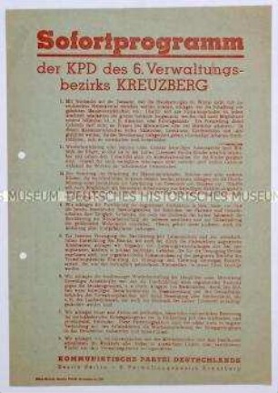 Programm der KPD Berlin-Kreuzberg zum Wiederaufbau