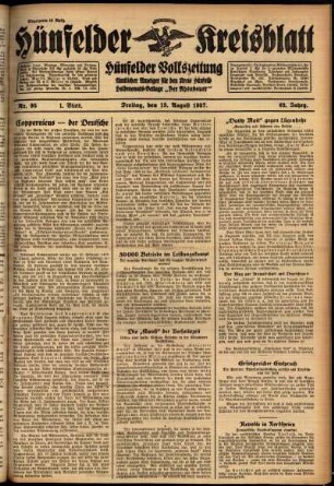 Erste Ausgabe vom Freitag, den 13. August 1937.