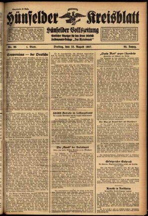 Erste Ausgabe vom Freitag, den 13. August 1937.